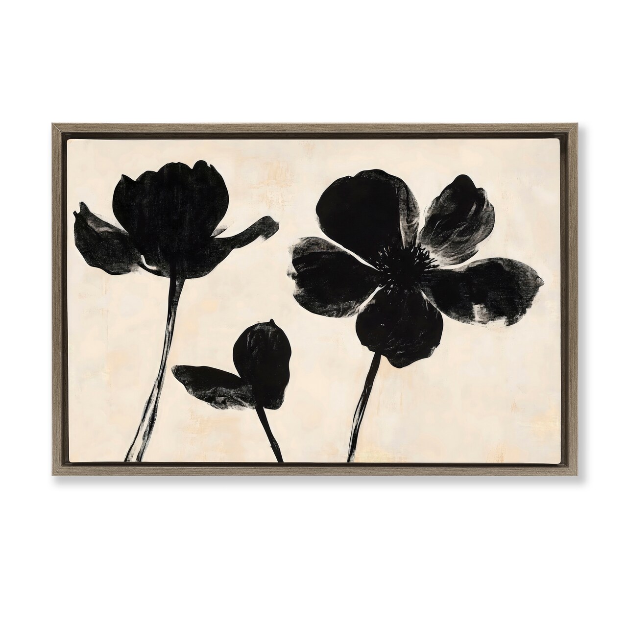 Stupell Industries Inky Black Florals Silhouette Black Framed Floater Canvas Wall Art, design by Creative Studio